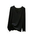 thumbnail image 1 of Timegard Summer Tops for Women V-Neck Button Long Sleeve Solid Color Comfy Sleepwear Casual Pajamas Tops, 1 of 3