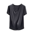 thumbnail image 1 of Timegard Summer Tops for Women V-Neck Button Short Sleeve Solid Color Comfy Sleepwear Casual Pajamas Tops, 1 of 6