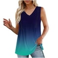 thumbnail image 1 of Timegard Summer Tops for Women V-Neck Sleeveless Gradient Color Pleated Comfy Blouse Casual Tunic Tops, 1 of 7