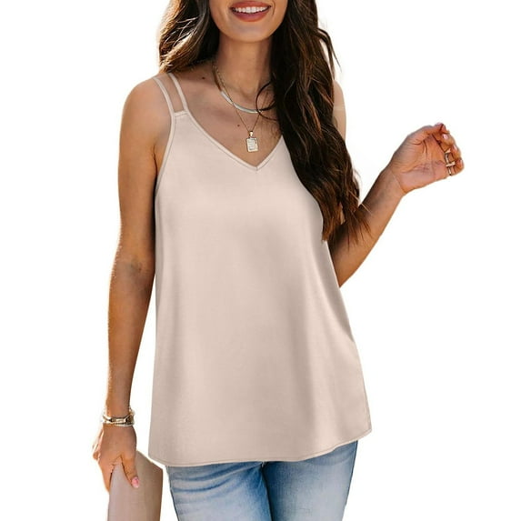 Timegard Summer Womens Tank Tops V Neck Lightweight Solid Color Casual Loose Work Tee Shirts Fashion