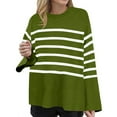 thumbnail image 1 of Timegard Sweaters for Women Striped Drop Shoulder Side Split Long Sleeve Pullover Fall Winter Knit Tops, 1 of 9