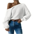 thumbnail image 1 of Timegard Sweaters for Women off the Shoulder Cropped Long Sleeve Pullover Tops Fall Winter Comfy Blouse, 1 of 7