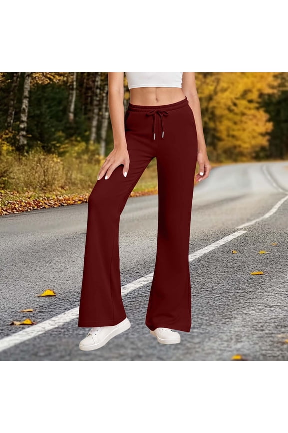 Sweatpants Women Drawstring Comfy Lightweight Flare Pants Casual Workout Running Trousers