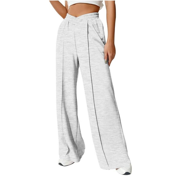 Timegard Sweatpants for Women Elastic High Waist Wide Leg Fall Winter Casual Loose Workout Trousers