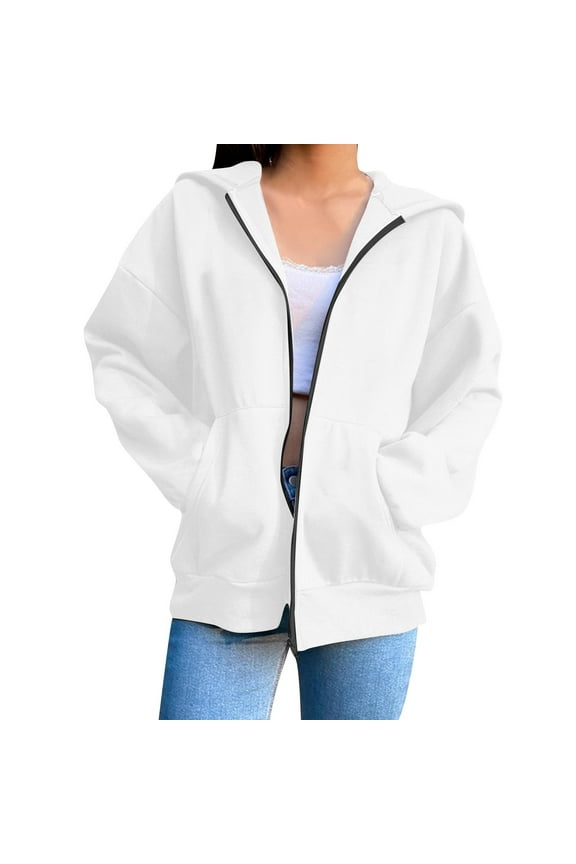 Sweatshirt Jackets for Women Zip up Hoodies Long Sleeve Outerwear Fall Clothing with Pockets