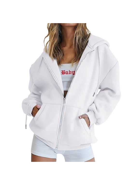 Sweatshirt Jackets for Women Zip up Hoodies Long Sleeve Pullover Fall Clothing with Pockets
