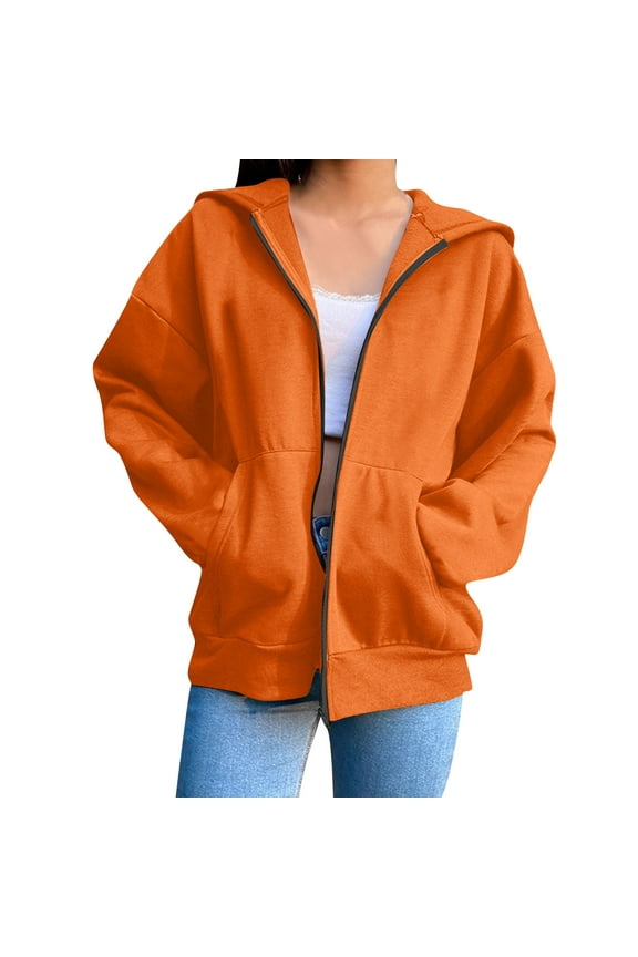 Sweatshirt Jackets for Women Zip up Hoodies Long Sleeve Outerwear Fall Clothing with Pockets