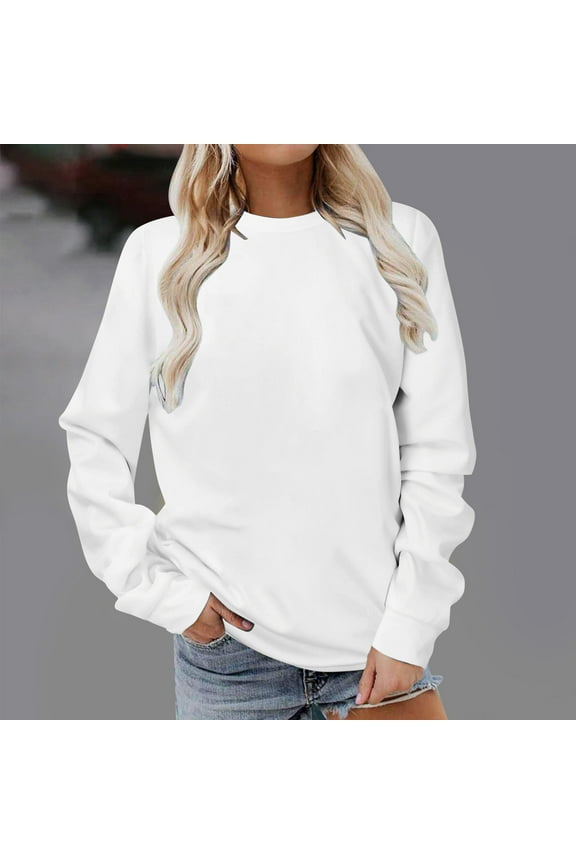 Sweatshirt for Women Crewneck Long Sleeve Warm Pullover Fall Winter Basic Casual Loose Tops