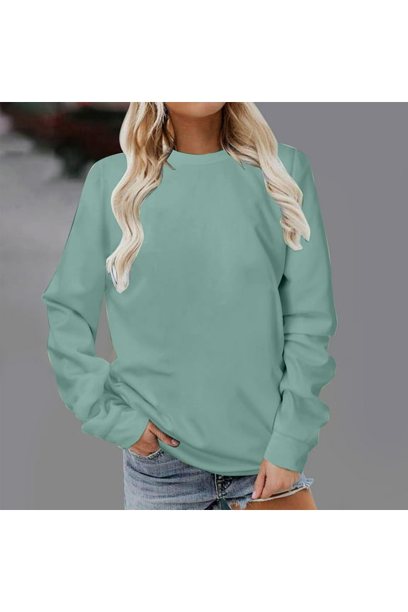 Sweatshirt for Women Crewneck Long Sleeve Warm Pullover Fall Winter Basic Casual Loose Tops
