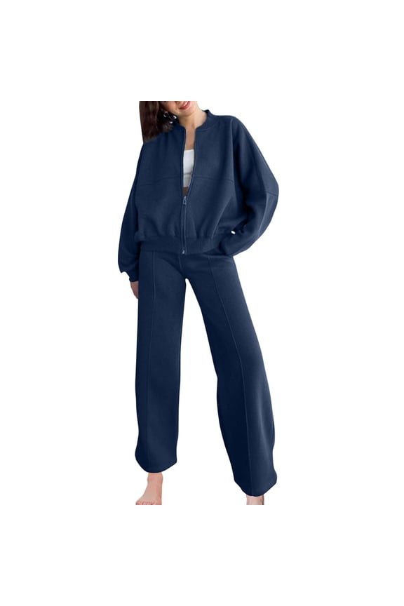 Sweatshirts for Women 2 Piece Zip up Jackets Straight Leg Sweatpants Outfits Workout Casual Sets Fashion