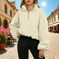 thumbnail image 1 of Timegard Sweatshirts for Women Cropped Stand Collar Zipper Drawstring Warm Pullover Fall Winter Fashion, 1 of 5