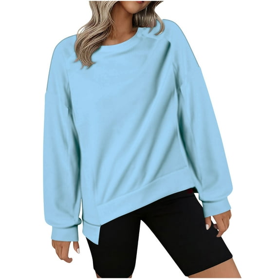 Timegard Sweatshirts for Women Fall Casual Loose Comfy Pullover Long Sleeve Crewneck Tops Solid Color