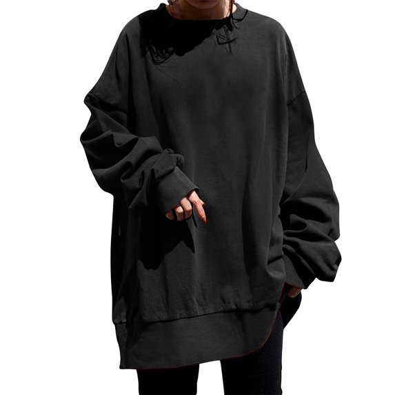 Timegard Sweatshirts for Women Plus Size Crewneck Pullover Drop Shoulder Long Sleeve OversizedTops