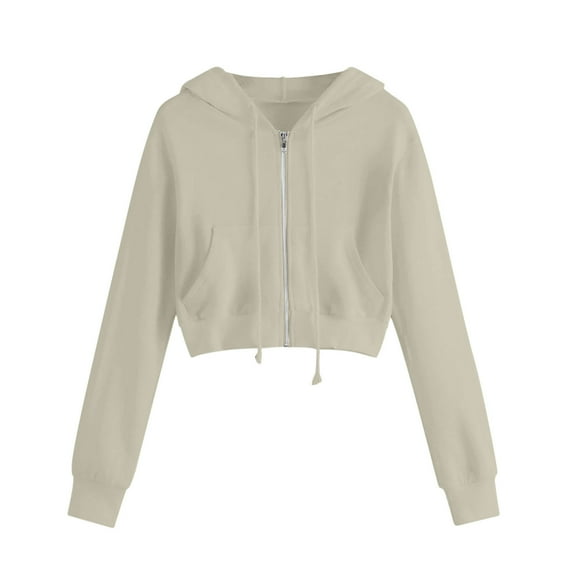 Timegard Sweatshirts for Women Plus Size Cropped Zip up Hoodies Pullover Long Sleeve Jackets with Pockets