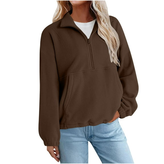 Timegard Sweatshirts for Women Quarter Zip Pullover Long Sleeve Fall Winter Comfy Tops with Pockets