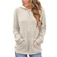 thumbnail image 1 of Timegard Sweatshirts for Women Ribbed Hoodies Long Sleeve Loose Comfy Mid Long Pullover Tops with Pockets, 1 of 6