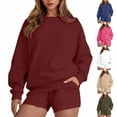 thumbnail image 1 of Timegard Sweatsuit for Women Long Sleeve Sweatshirts Pullover Shorts Lightweight Athletic Running Outfits Fashion, 1 of 9