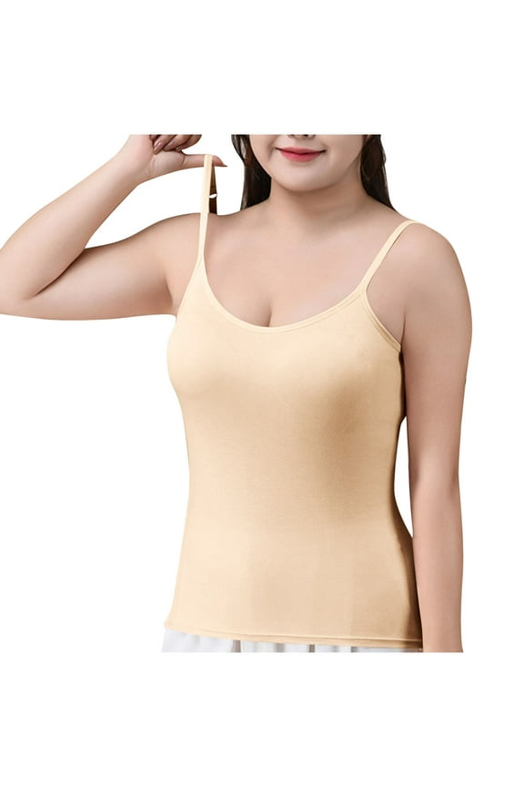 Tank Top for Women Adjustable Spaghetti Strap Scoop Neck Slim Fitting Basic Tee Camis Solid Color