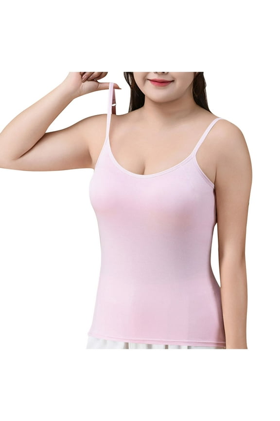 Tank Top for Women Adjustable Spaghetti Strap Scoop Neck Slim Fitting Basic Tee Camis Solid Color