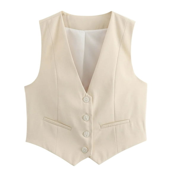 Timegard Tank Top for Women Button up Vests V Neck Slim Sleeveless Solid Color Top Summer Fashion