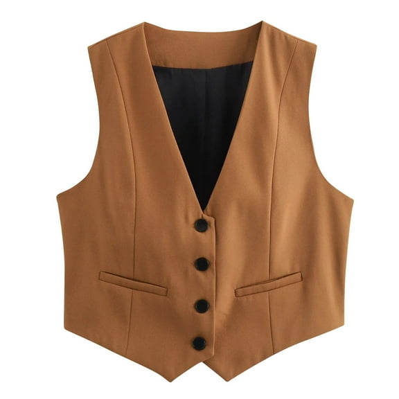 Timegard Tank Top for Women Button up Vests V Neck Slim Sleeveless Solid Color Top Summer Fashion