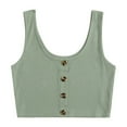 thumbnail image 1 of Timegard Tank Top for Women Ribbed Button U Neck Sleeveless Crop Top Casual Comfy Tee Camis Fashion, 1 of 7