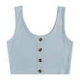 thumbnail image 1 of Timegard Tank Top for Women Ribbed Button U Neck Sleeveless Crop Top Casual Comfy Tee Camis Fashion, 1 of 7