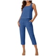 thumbnail image 1 of Capri Sets for Women 2 Piece Square Neck Tank Tops Capri Pants Sets Summer Travel Casual Loose Fitting Outfits, 1 of 5