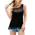 thumbnail image 1 of Timegard Tank Top for Women Square Neck Sleeveless Knit Hollow out Fringe Tassels Tee Summer Fashion, 1 of 9