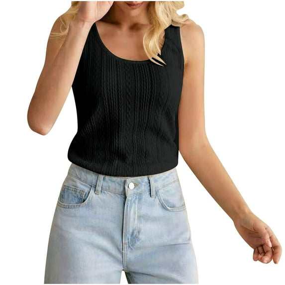 Timegard Tank Top for Women Texture Scoop Neck Sleeveless Slim Fitting Comfy Casual Tee Shirts
