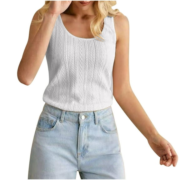 Timegard Tank Top for Women Texture Scoop Neck Sleeveless Slim Fitting Comfy Casual Tee Shirts