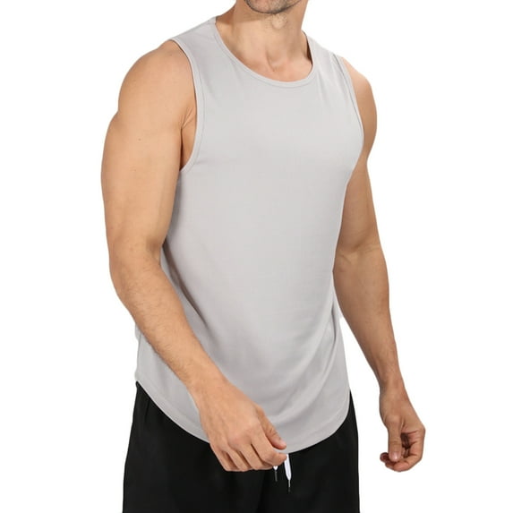 Timegard Tank Tops Men Crewneck Ribbed Comfy Workout Sleeveless Tee Shirts Casual Athletic Loose Top