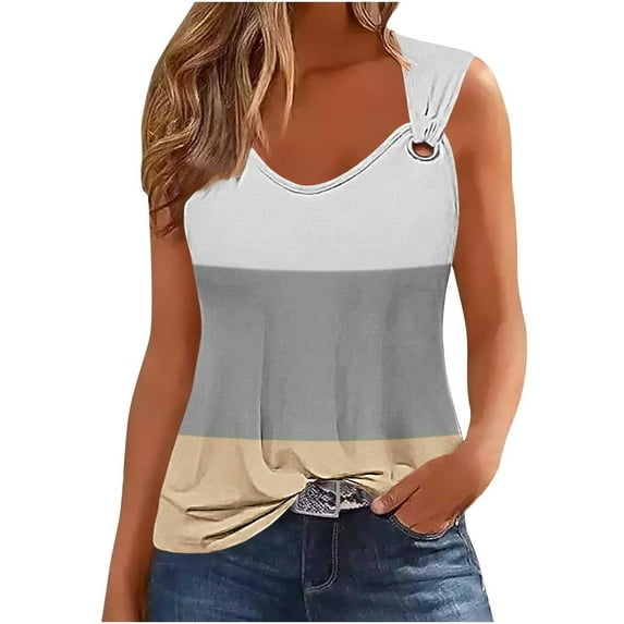 Timegard Tank Tops Womens V Neck Sleeveless Tops Comfy Gradient Color Dressy Casual Tunic Tops Summer