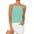 thumbnail image 1 of Timegard Tank Tops for Women Crew Neck Pleated Comfy Layer Camis Dressy Casual Sleeveless Shirts Top, 1 of 6