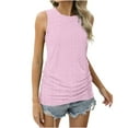 thumbnail image 1 of Timegard Tank Tops for Women Crew Neck Ruched Slim Fitted Dressy Casual Summer Eyelet Sleeveless Blouse, 1 of 7