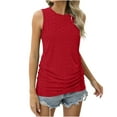 thumbnail image 1 of Timegard Tank Tops for Women Crew Neck Ruched Slim Fitted Dressy Casual Summer Eyelet Sleeveless Blouse, 1 of 7