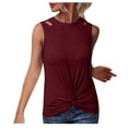 thumbnail image 1 of Timegard Tank Tops for Women Crewneck Sleeveless Front Knot Cutout Top Summer Dressy Casual Slim Tee, 1 of 6