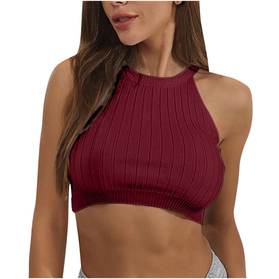 Timegard Tank Tops for Women Cropped Knit Tee Workout Athletic Slim Comfy Sleeveless Tee Shirts Summer