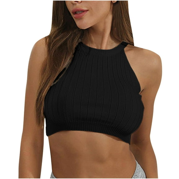 Timegard Tank Tops for Women Cropped Knit Tee Workout Athletic Slim Comfy Sleeveless Tee Shirts Summer
