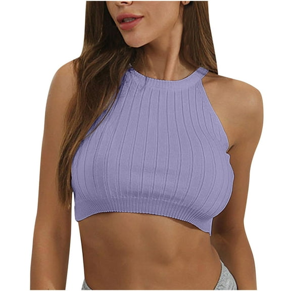 Timegard Tank Tops for Women Cropped Knit Tee Workout Athletic Slim Comfy Sleeveless Tee Shirts Summer