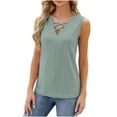 thumbnail image 1 of Timegard Tank Tops for Women Eyelet V-Neck Sleeveless Shirts Dressy Casual Tunic Top to Wear with Leggings, 1 of 6