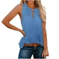 thumbnail image 1 of Timegard Tank Tops for Women Keyhole Neck Wide Strap Cutout Stretch Beach Vacation Sleeveless Shirts Top, 1 of 6