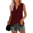 thumbnail image 1 of Timegard Tank Tops for Women Notch V Neck Eyelet Sleeveless Ruffle Comfy Summer Beach Casual Tee Shirts, 1 of 9