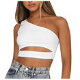 thumbnail image 1 of Timegard Tank Tops for Women Ribbed 1 Shoulder Cutout Cropped Workout Yoga Tops Slim Going out Tops, 1 of 6