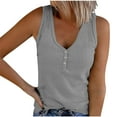 thumbnail image 1 of Timegard Tank Tops for Women Ribbed Deep V-Neck Button Slim Casual Sleeveless Shirts Basic Cami Top, 1 of 5