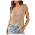 thumbnail image 1 of Timegard Tank Tops for Women Ribbed Deep V Neck Button Summer Beach Casual Comfy Sleeveless Slim Tops, 1 of 7