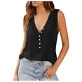 thumbnail image 1 of Timegard Tank Tops for Women Ribbed Deep V Neck Button Summer Beach Casual Comfy Sleeveless Slim Tops, 1 of 7