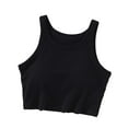 thumbnail image 1 of Timegard Tank Tops for Women Ribbed Summer Round Neck Sleeveless Comfy Cropped Camis Built in Bras, 1 of 6
