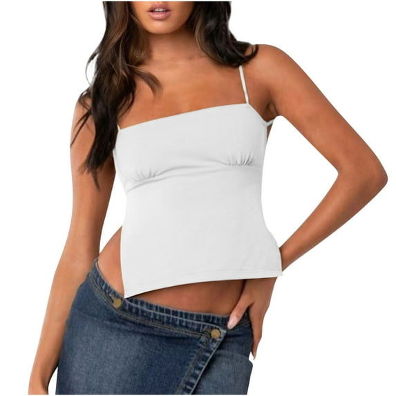 Timegard Tank Tops for Women Spaghetti Adjustable Strap Backless Comfy Cropped Club Party Camisole Tops
