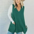 thumbnail image 1 of Timegard Tank Tops for Women Trendy V Neck Sleeveless Knit Vests Mid Long Casual Loose Tops with Pockets, 1 of 6